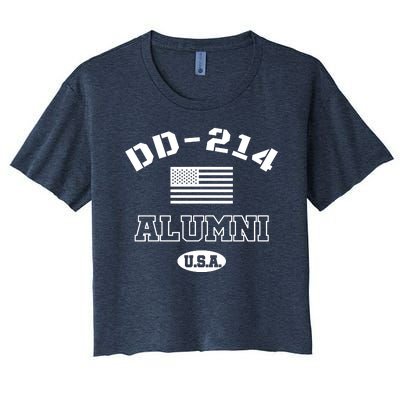 DD 214 Alumni American Flag Women's Crop Top Tee