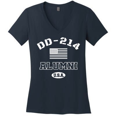 DD 214 Alumni American Flag Women's V-Neck T-Shirt