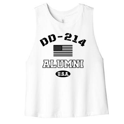 DD 214 Alumni American Flag Women's Racerback Cropped Tank