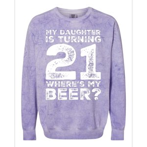 Dad 21st Birthday Daughter Turning 21 Years Old Beer Colorblast Crewneck Sweatshirt