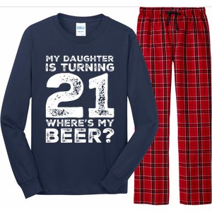 Dad 21st Birthday Daughter Turning 21 Years Old Beer Long Sleeve Pajama Set