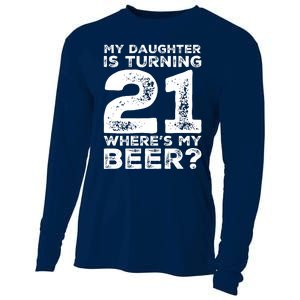 Dad 21st Birthday Daughter Turning 21 Years Old Beer Cooling Performance Long Sleeve Crew