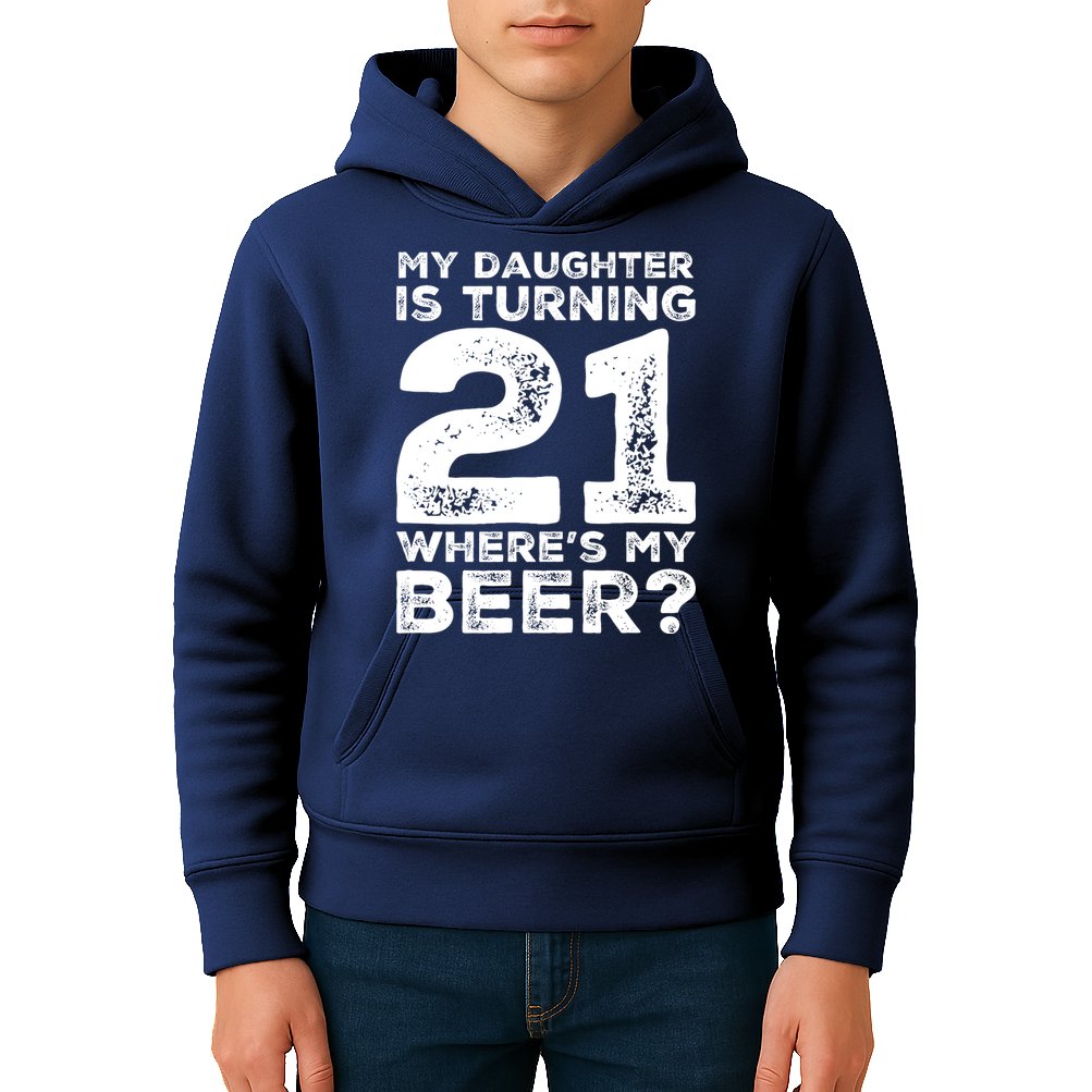 Dad 21st Birthday Daughter Turning 21 Years Old Beer Kids Hoodie