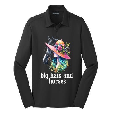 Derby 2024 Big Hat Derby Day Horse Silks And Hats & Dress Silk Touch Performance Long Sleeve Polo