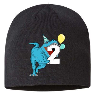 Dinosaur 2nd Birthday Boy T-Rex 2 Two Year Old Sustainable Beanie