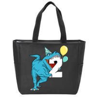 Dinosaur 2nd Birthday Boy T-Rex 2 Two Year Old Zip Tote Bag