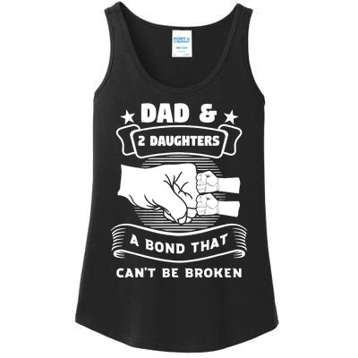 dad & 2 daughters a bond father children Ladies Essential Tank