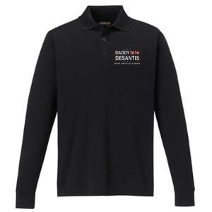 Daddy 2024 Desantis Make America Florida Desantis 2024 Performance Long Sleeve Polo