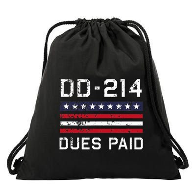 Dd 214 Dues Paid Us Military Veteran Alumni Served Flag Drawstring Bag