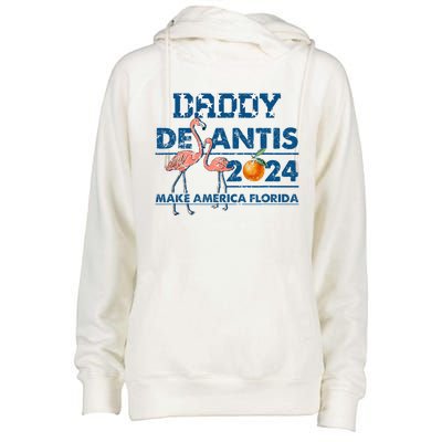 Daddy 2024 Desantis Make America Florida Flamingo And Orange Womens Funnel Neck Pullover Hood