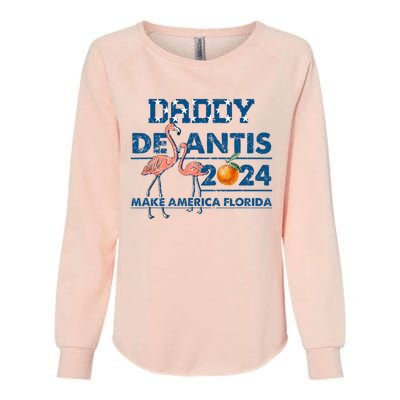 Daddy 2024 Desantis Make America Florida Flamingo And Orange Womens California Wash Sweatshirt