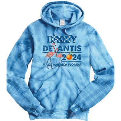 Daddy 2024 Desantis Make America Florida Flamingo And Orange Tie Dye Hoodie