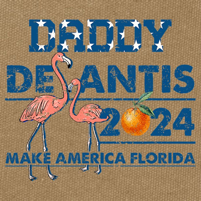 Daddy 2024 Desantis Make America Florida Flamingo And Orange Cotton Canvas Backpack