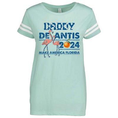 Daddy 2024 Desantis Make America Florida Flamingo And Orange Enza Ladies Jersey Football T-Shirt