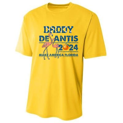 Daddy 2024 Desantis Make America Florida Flamingo And Orange Performance Sprint T-Shirt