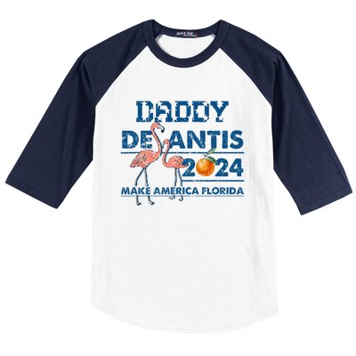 Daddy 2024 Desantis Make America Florida Flamingo And Orange Baseball Sleeve Shirt