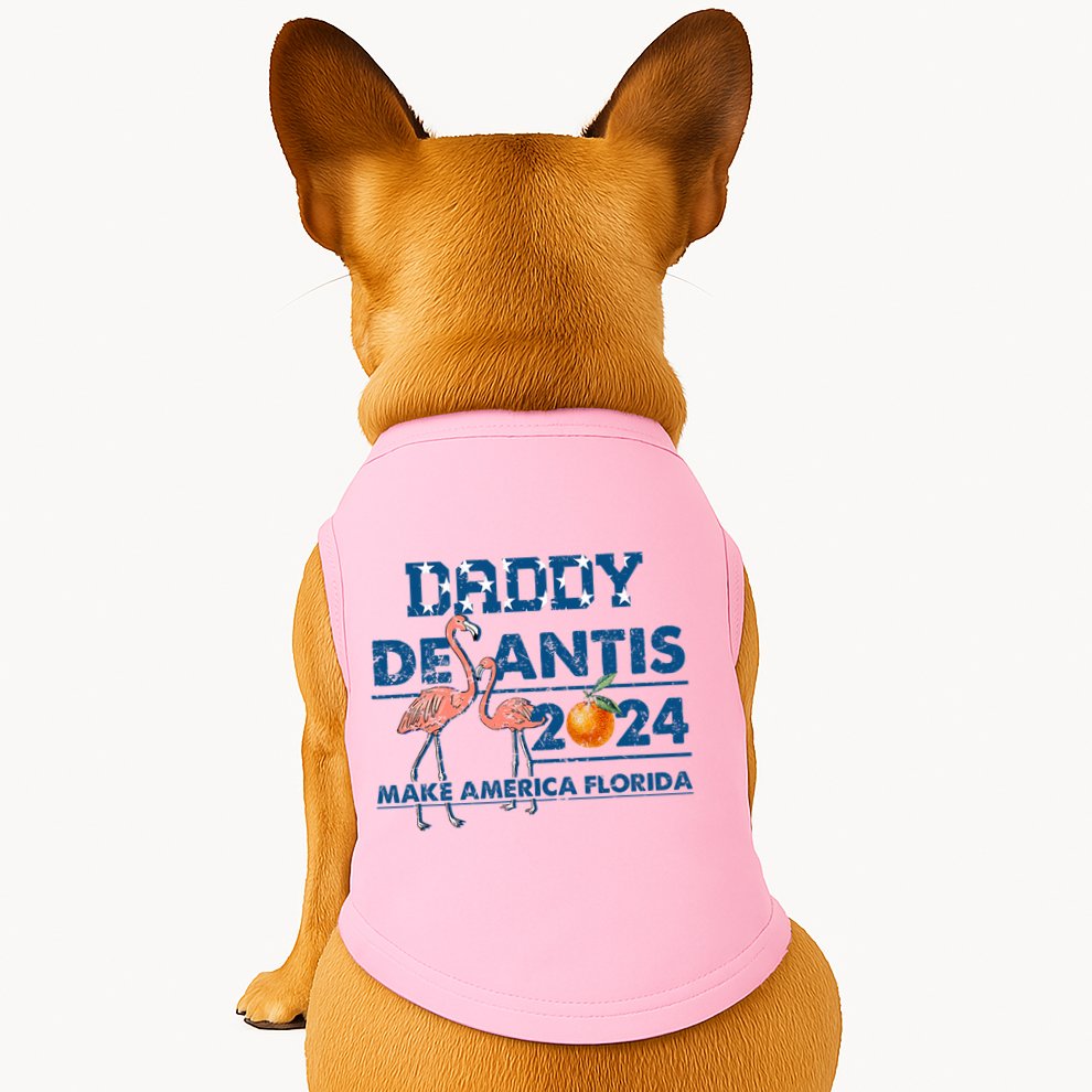 Daddy 2024 Desantis Make America Florida Flamingo And Orange Doggie Tank