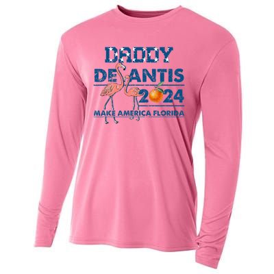 Daddy 2024 Desantis Make America Florida Flamingo And Orange Cooling Performance Long Sleeve Crew