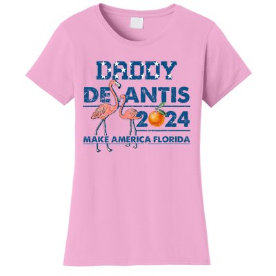 Daddy 2024 Desantis Make America Florida Flamingo And Orange Women's T-Shirt