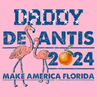 Daddy 2024 Desantis Make America Florida Flamingo And Orange Women's V-Neck T-Shirt