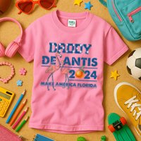 Daddy 2024 Desantis Make America Florida Flamingo And Orange Kids T-Shirt