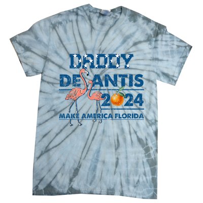 Daddy 2024 Desantis Make America Florida Flamingo And Orange Tie-Dye T-Shirt