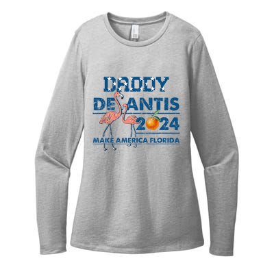 Daddy 2024 Desantis Make America Florida Flamingo And Orange Womens CVC Long Sleeve Shirt