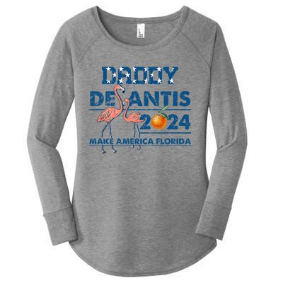 Daddy 2024 Desantis Make America Florida Flamingo And Orange Women's Perfect Tri Tunic Long Sleeve Shirt