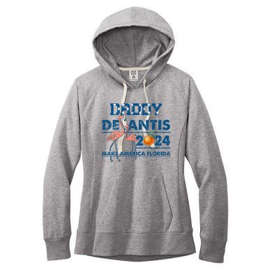 Daddy 2024 Desantis Make America Florida Flamingo And Orange Women's Fleece Hoodie