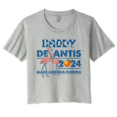 Daddy 2024 Desantis Make America Florida Flamingo And Orange Women's Crop Top Tee