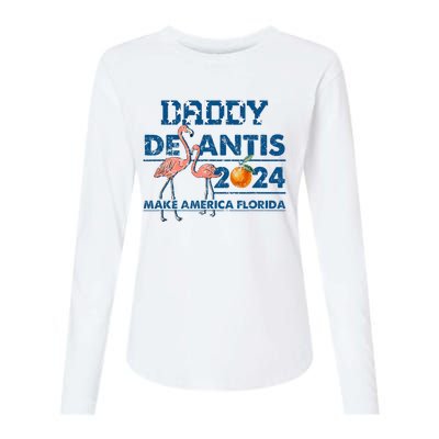 Daddy 2024 Desantis Make America Florida Flamingo And Orange Womens Cotton Relaxed Long Sleeve T-Shirt