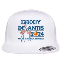 Daddy 2024 Desantis Make America Florida Flamingo And Orange Flat Bill Trucker Hat