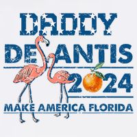 Daddy 2024 Desantis Make America Florida Flamingo And Orange Flat Bill Trucker Hat