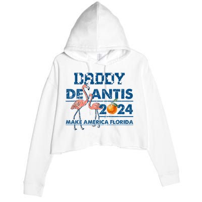 Daddy 2024 Desantis Make America Florida Flamingo And Orange Crop Fleece Hoodie