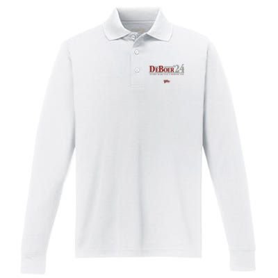 Deboer 24 Every Bama Fans Behind You Performance Long Sleeve Polo