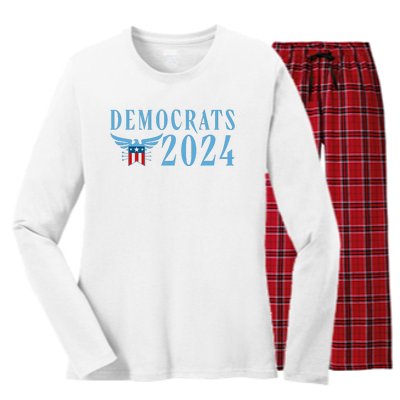 Democrats 2024 Election Logo Women's Long Sleeve Flannel Pajama Set 