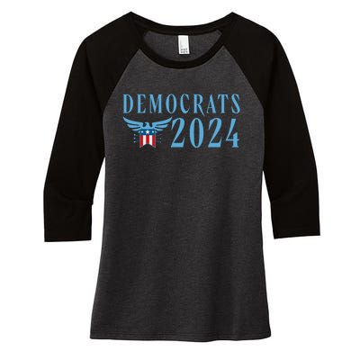 Democrats 2024 Election Logo Women's Tri-Blend 3/4-Sleeve Raglan Shirt