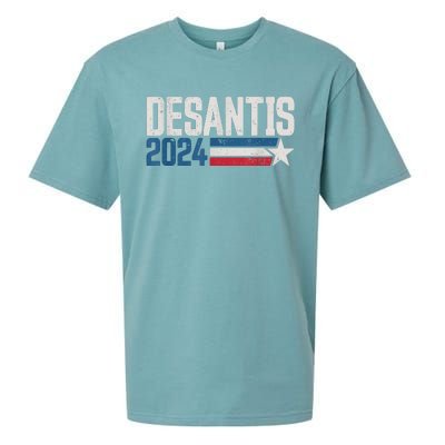 Desantis 2024 For President Vintage Distressed Desantis 2024 Sueded Cloud Jersey T-Shirt