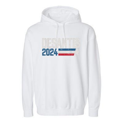 Desantis 2024 For President Vintage Distressed Desantis 2024 Garment-Dyed Fleece Hoodie