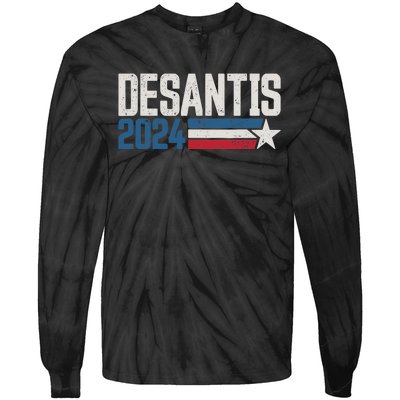 Desantis 2024 for President Vintage Distressed Desantis 2024 Tie-Dye Long Sleeve Shirt