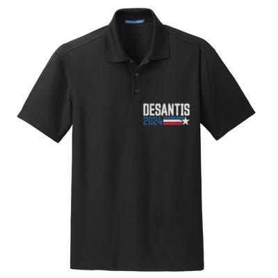 Desantis 2024 For President Vintage Distressed Desantis 2024 Dry Zone Grid Polo