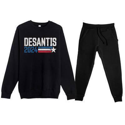 Desantis 2024 For President Vintage Distressed Desantis 2024 Premium Crewneck Sweatsuit Set