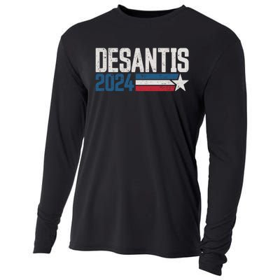 Desantis 2024 For President Vintage Distressed Desantis 2024 Cooling Performance Long Sleeve Crew