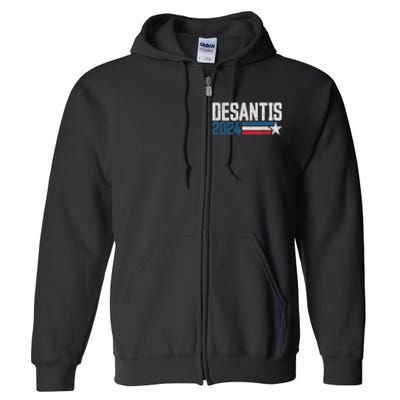 Desantis 2024 For President Vintage Distressed Desantis 2024 Full Zip Hoodie