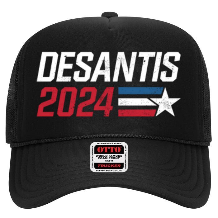 Desantis 2024 For President Ron Desantis Governor Make America Florida High Crown Mesh Back Trucker Hat