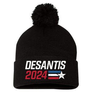 Desantis 2024 For President Ron Desantis Governor Make America Florida Pom Pom 12in Knit Beanie