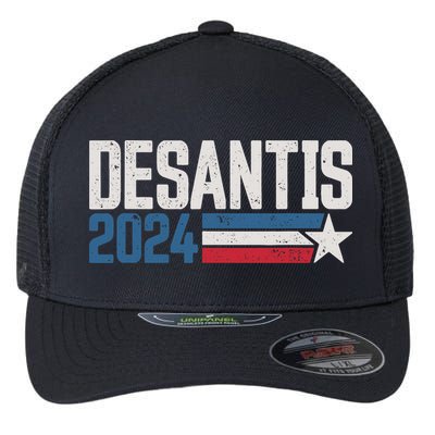Desantis 2024 For President Vintage Distressed Desantis 2024 Flexfit Unipanel Trucker Cap