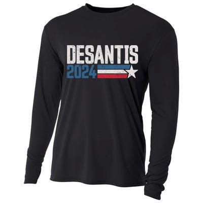 Desantis 2024 For President Vintage Distressed Desantis 2024 Cooling Performance Long Sleeve Crew