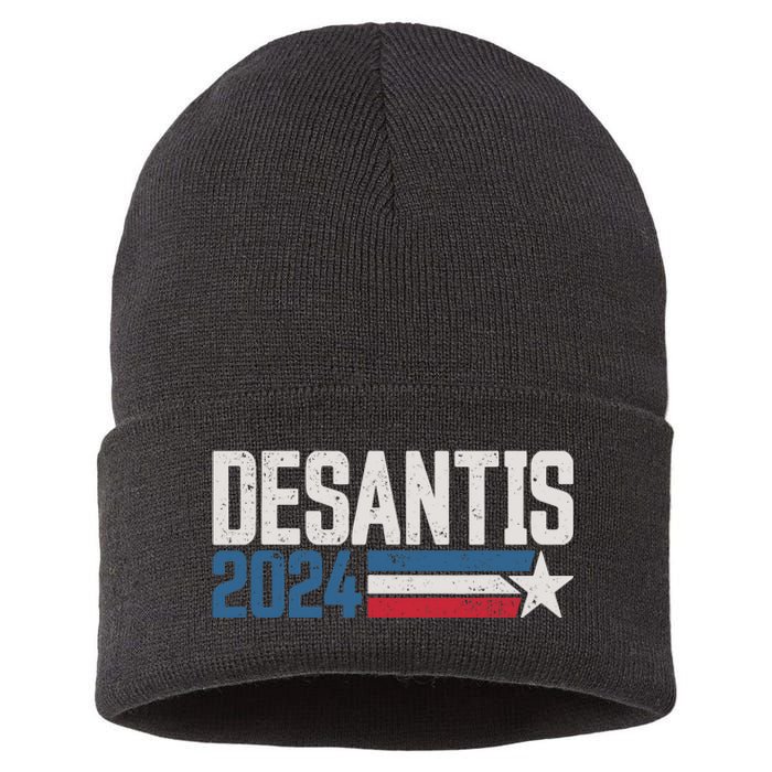 Desantis 2024 For President Vintage Distressed Desantis 2024 Sustainable Knit Beanie