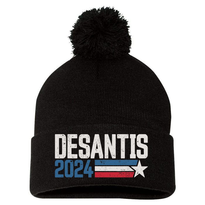 Desantis 2024 For President Vintage Distressed Desantis 2024 Pom Pom 12in Knit Beanie